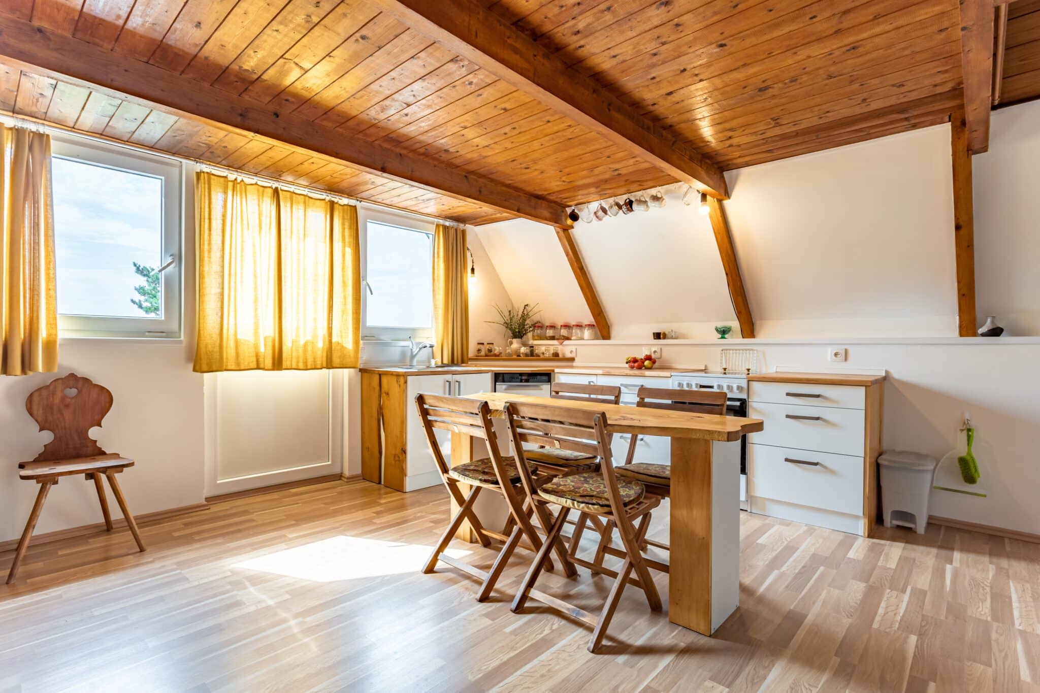 wooden interior of a holiday cottage