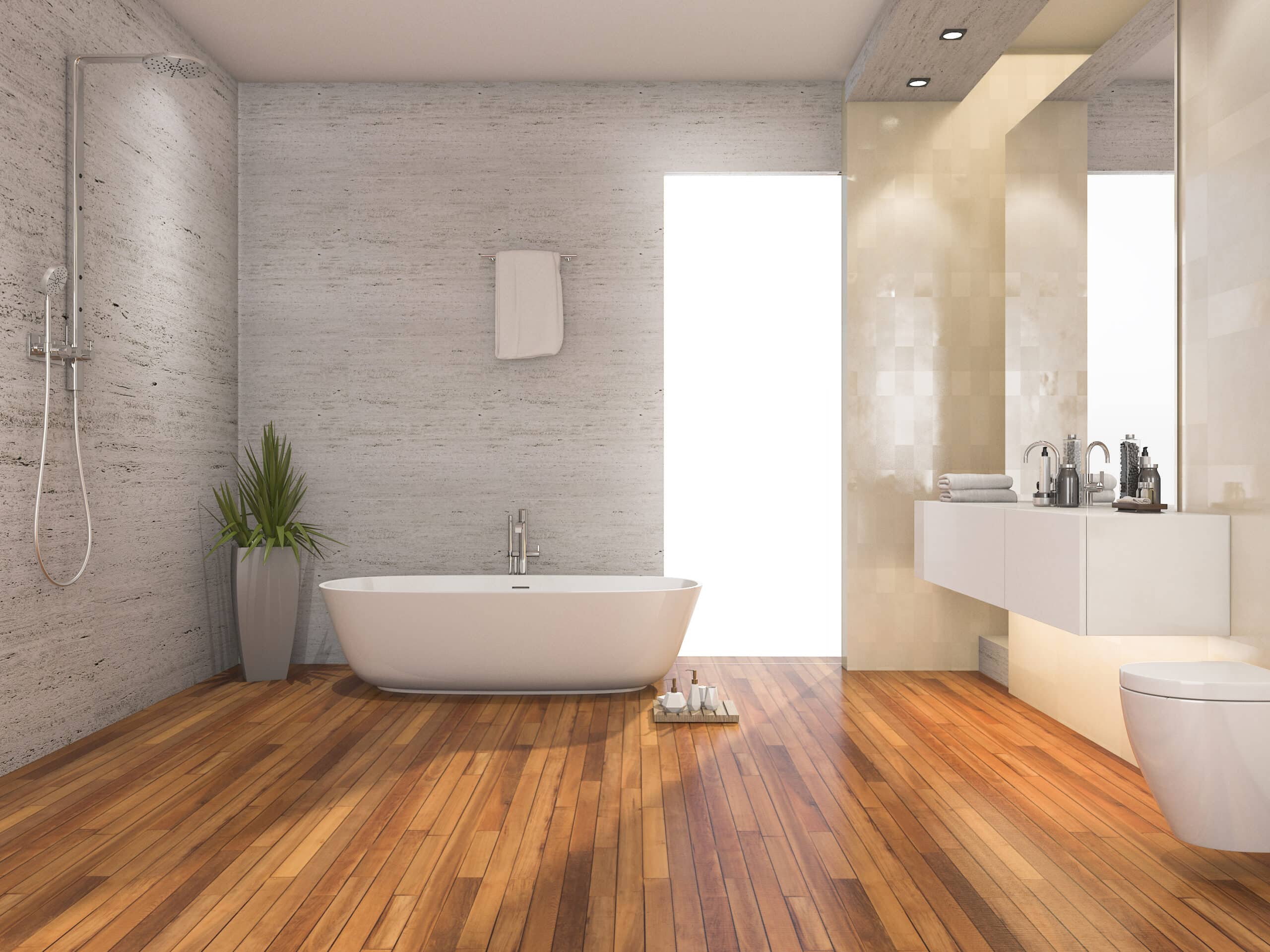 3d rendering wood bright bathroom and shower with 2021 08 27 22 15 31 utc