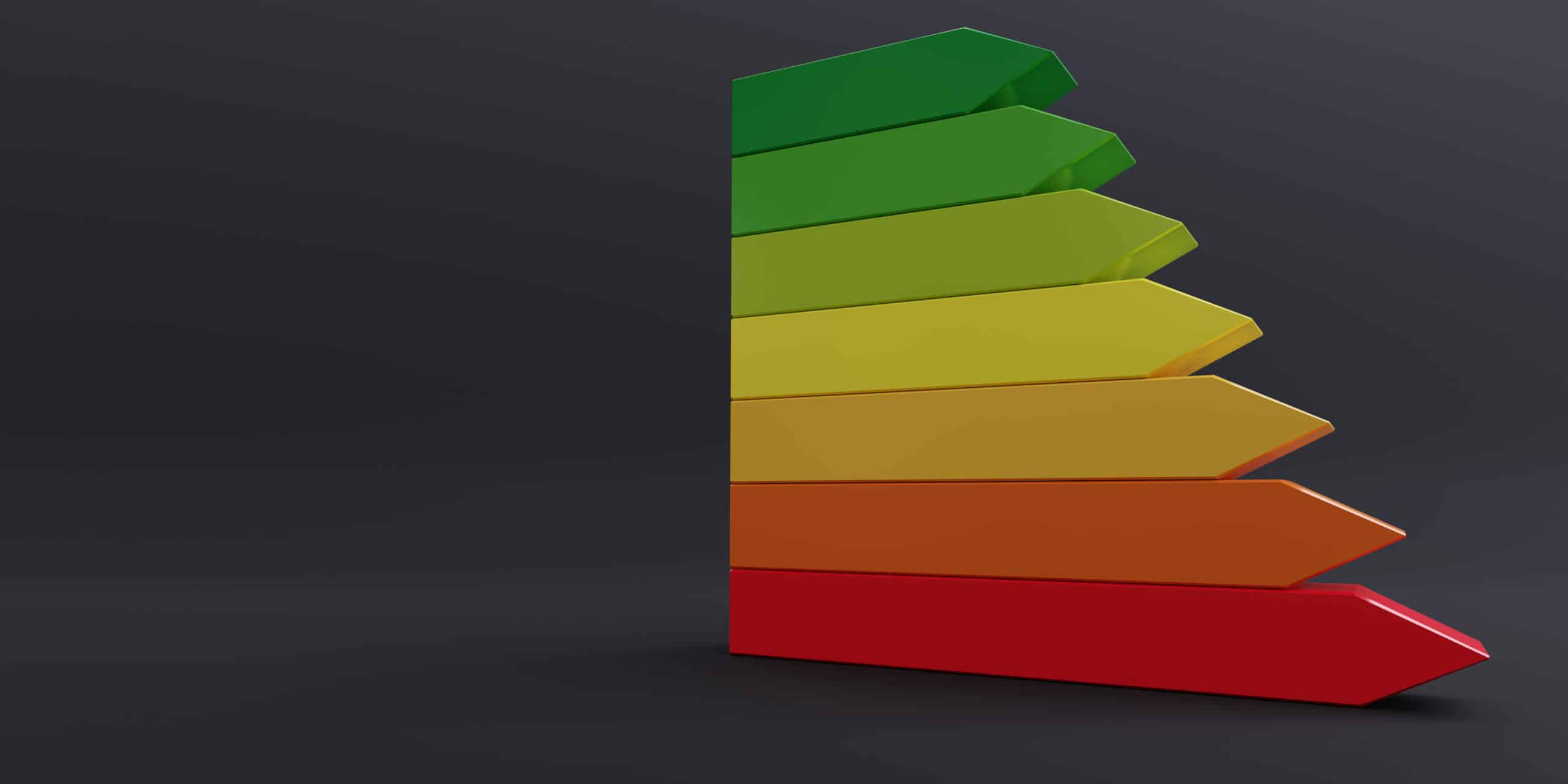 energy efficiency scale. energy class bars on black color, copy space