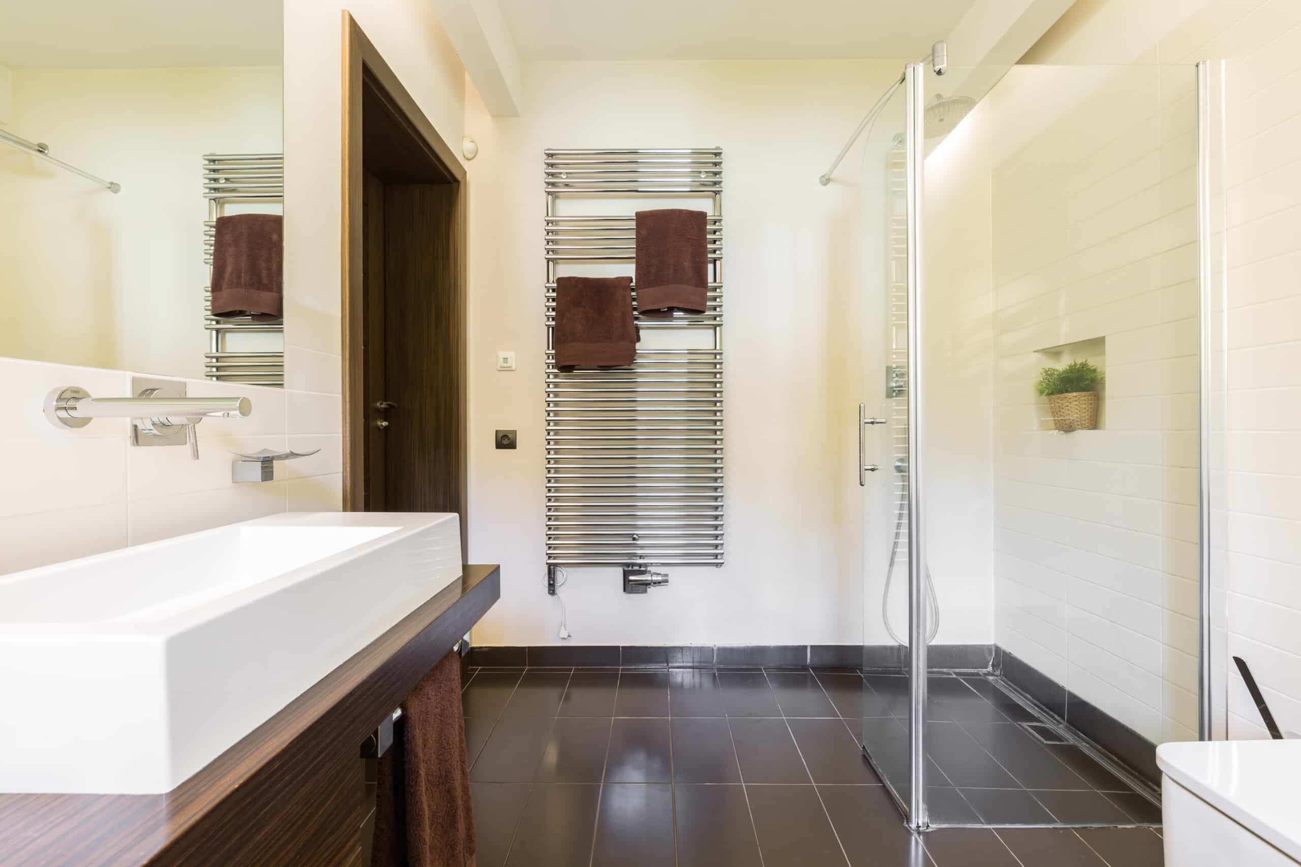 glass shower in elegant bathroom