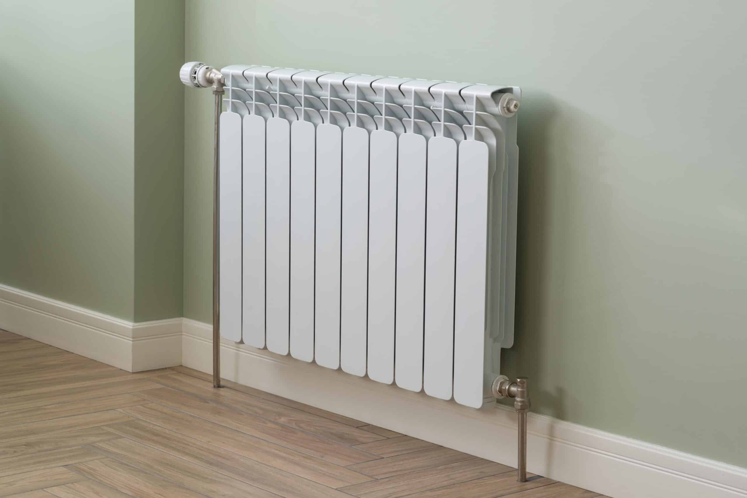 heating radiator, white radiator in an apartment