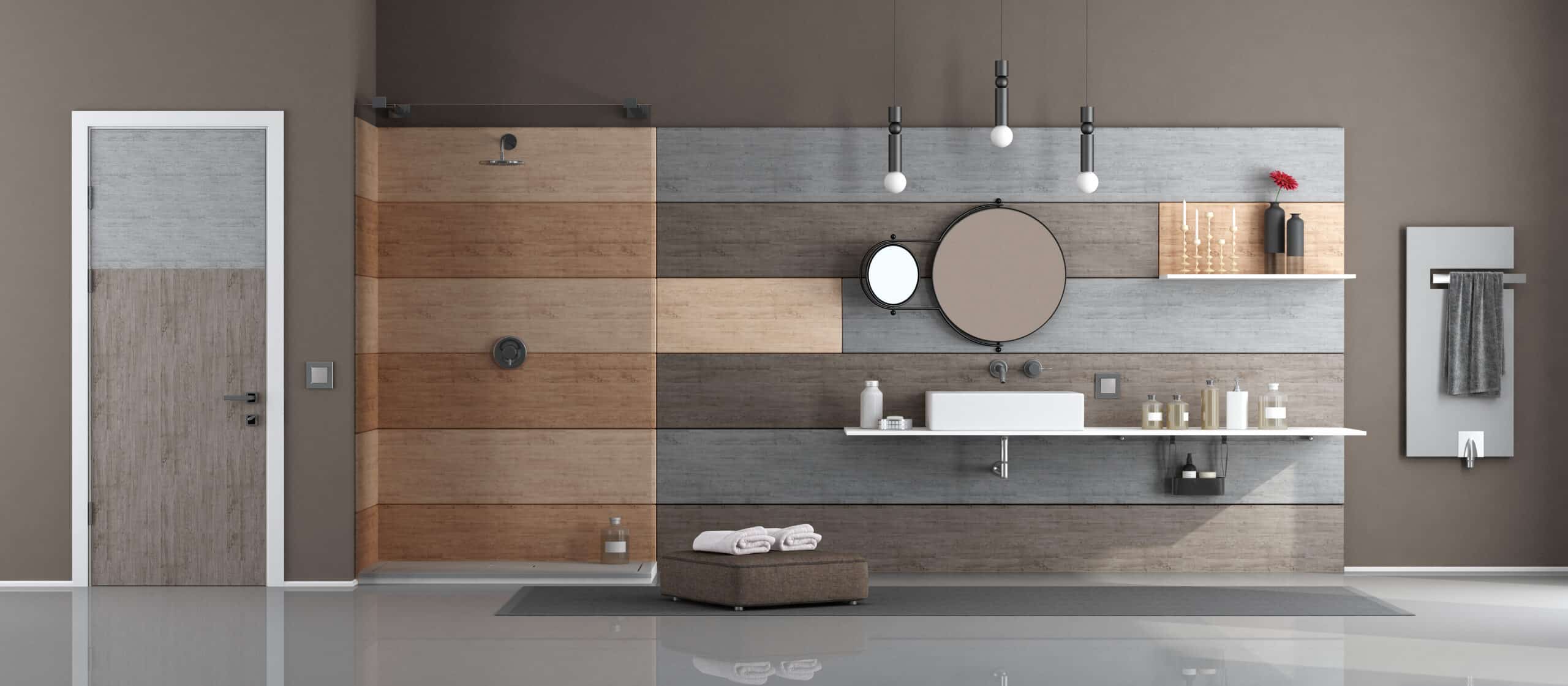 modern bathroom with washbasin and shower