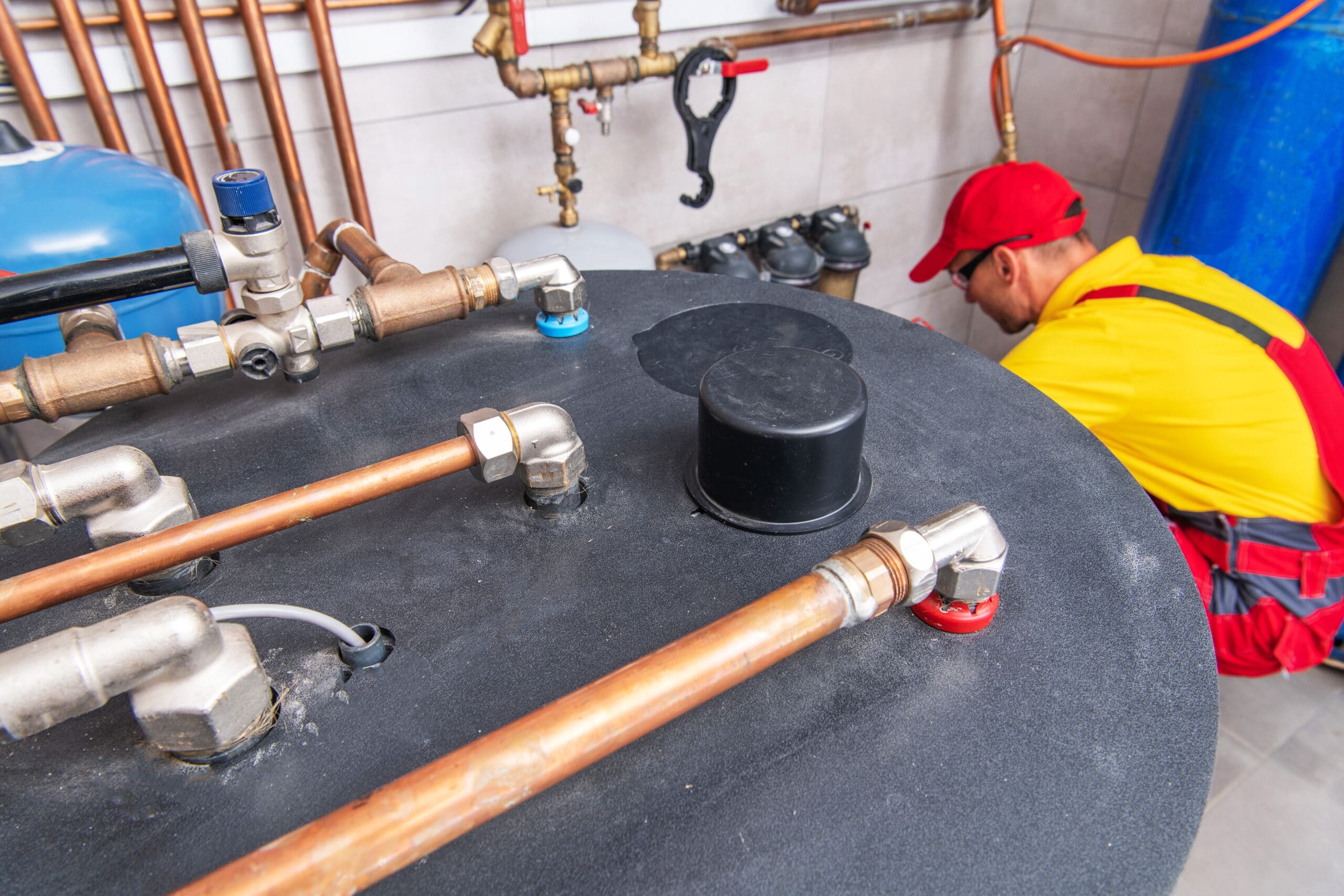 residential hot water tank closeup