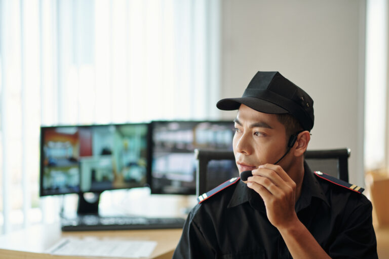 security guard with headset
