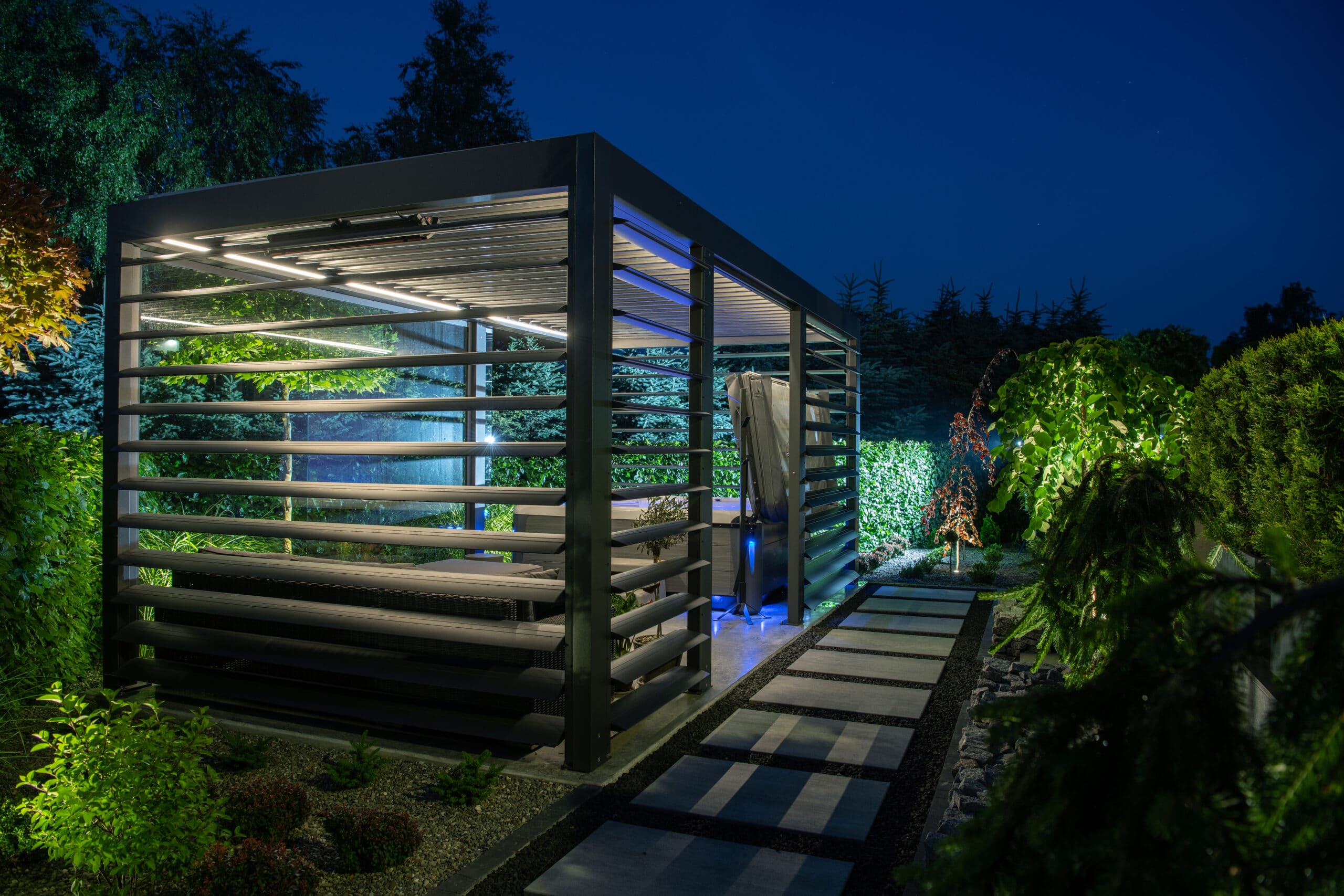 modern backyard spa shelter bower