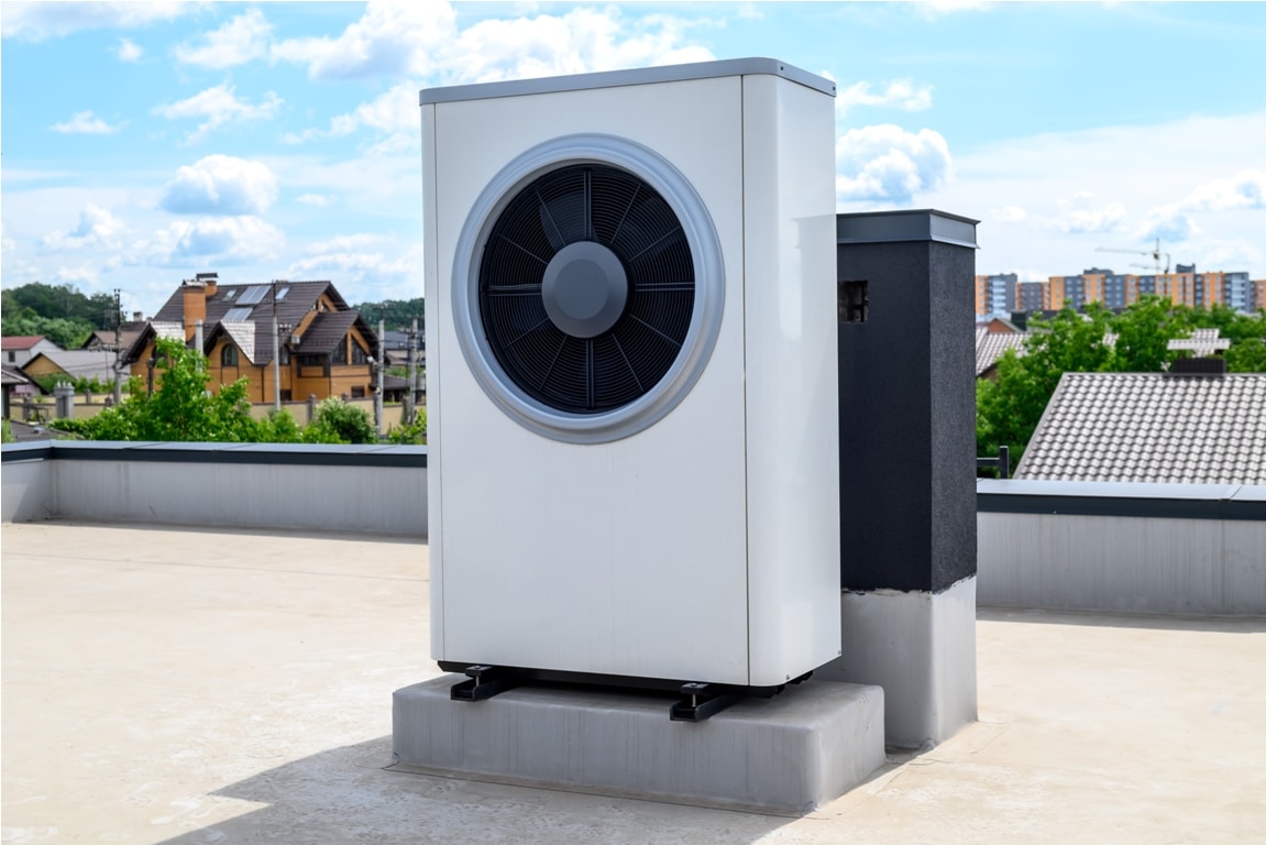 heat pump for solar systems on the roof of the house