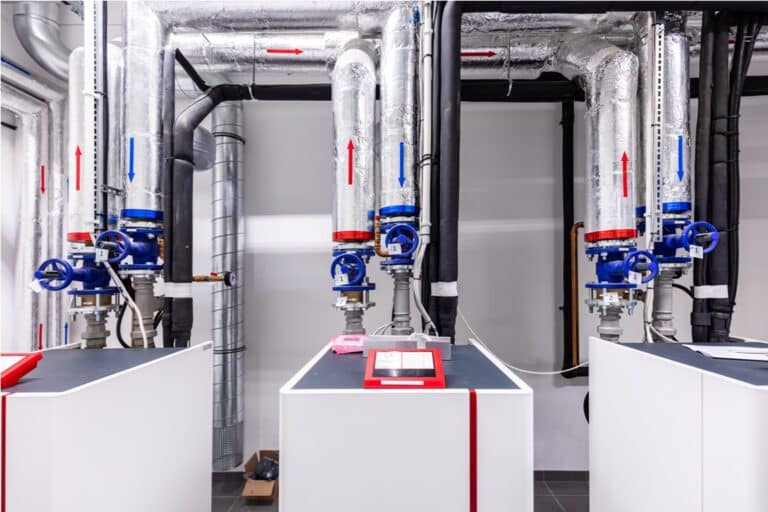 heat pump room in modern commercial building