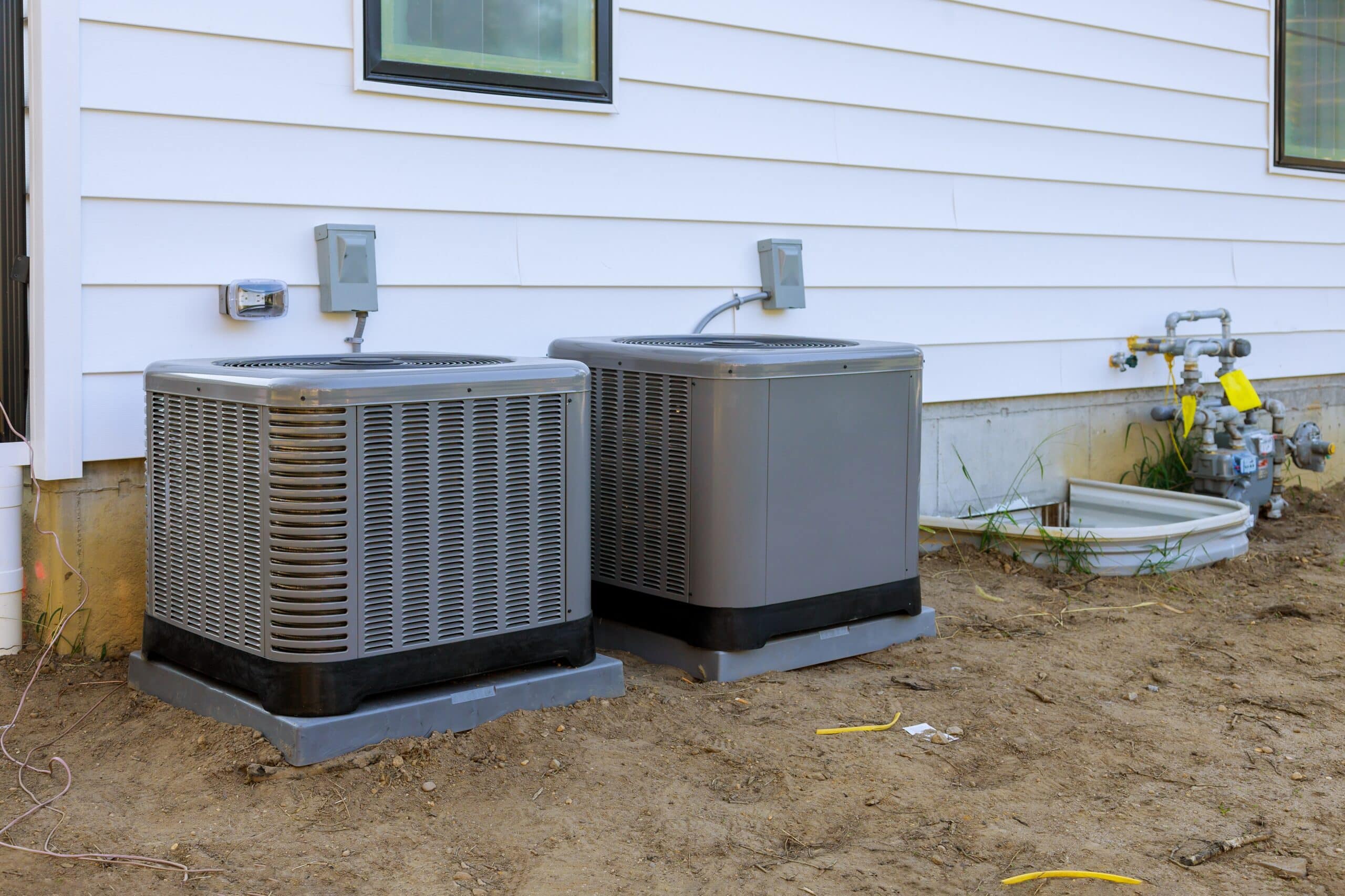 air conditioning system outside installation on of the house.