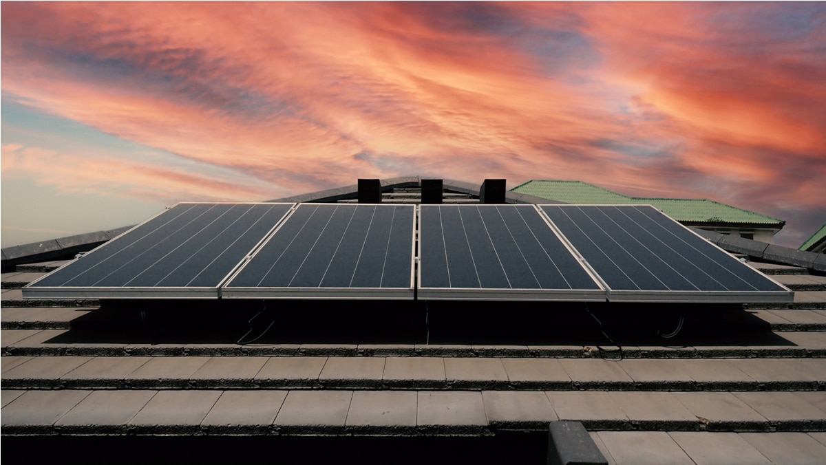 photovoltaic. solarcell panel. solar roof power plant on the roof