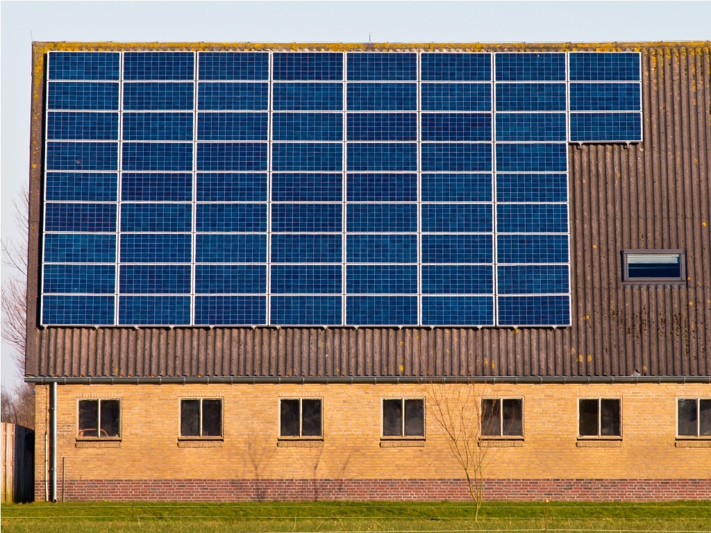 solar panels on a roof