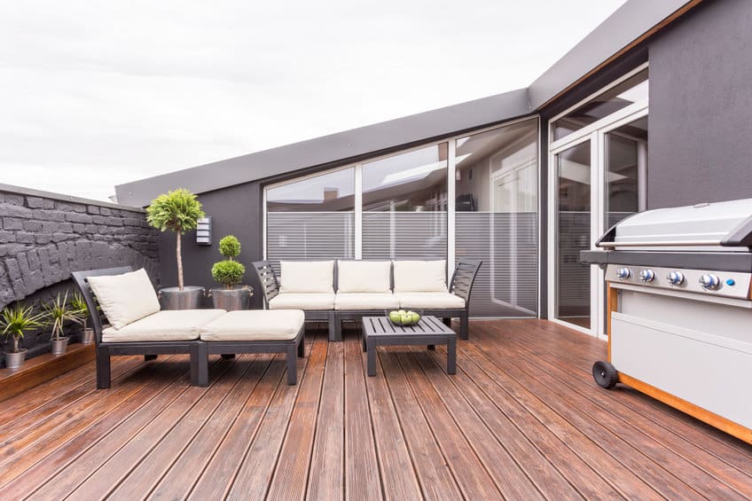 cozy terrace with wooden floor